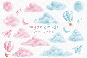Pink and Blue Clouds Clipart