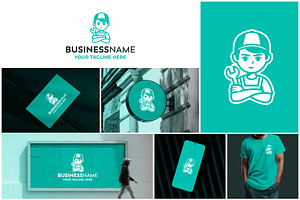 Cute Little Mechanic Logo Design, a Branding & Logo Template by Team_Ultra_Graphics