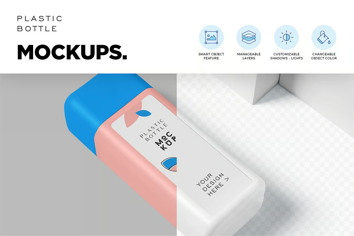 Rectangular Plastic Bottle Mockups, a Product Mockup by megostudi0 (Photo 2 of 7)