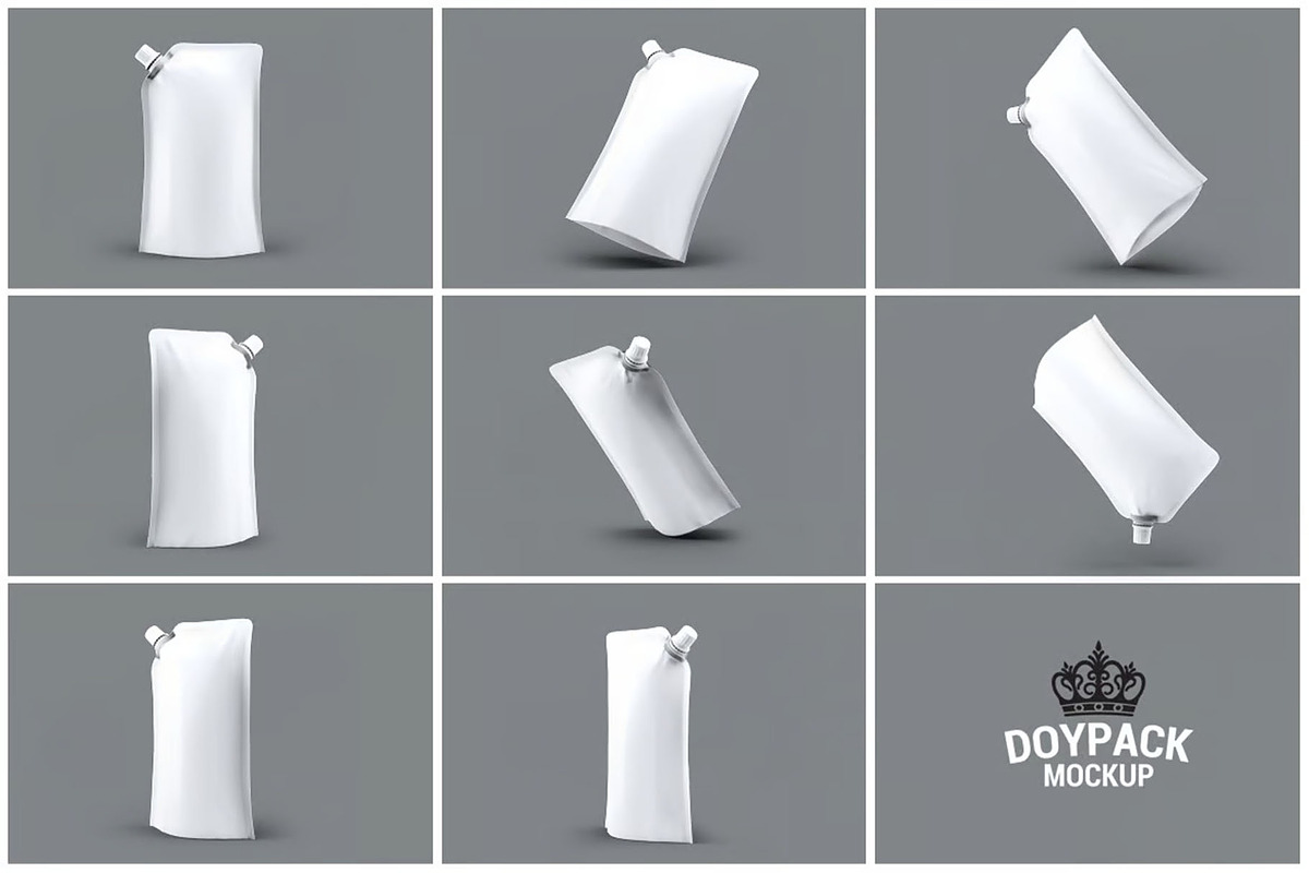 Doypack Foil Bag Mock-Up, a Packaging Mockup by DesignRushMarket (Photo 2 of 8)
