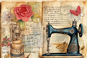 Vintage Sewing Thread and Needle, a Background Graphic by Printable Treasure (Thumbnail 2 of 6)