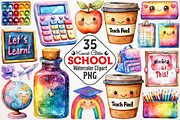 Kawaii Glitter School Clipart, an Illustration by RobertsArt (Thumbnail 1 of 7)