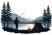 A silhouette of a man fishing, an Illustration by Amazin_art (Thumbnail 2 of 7)