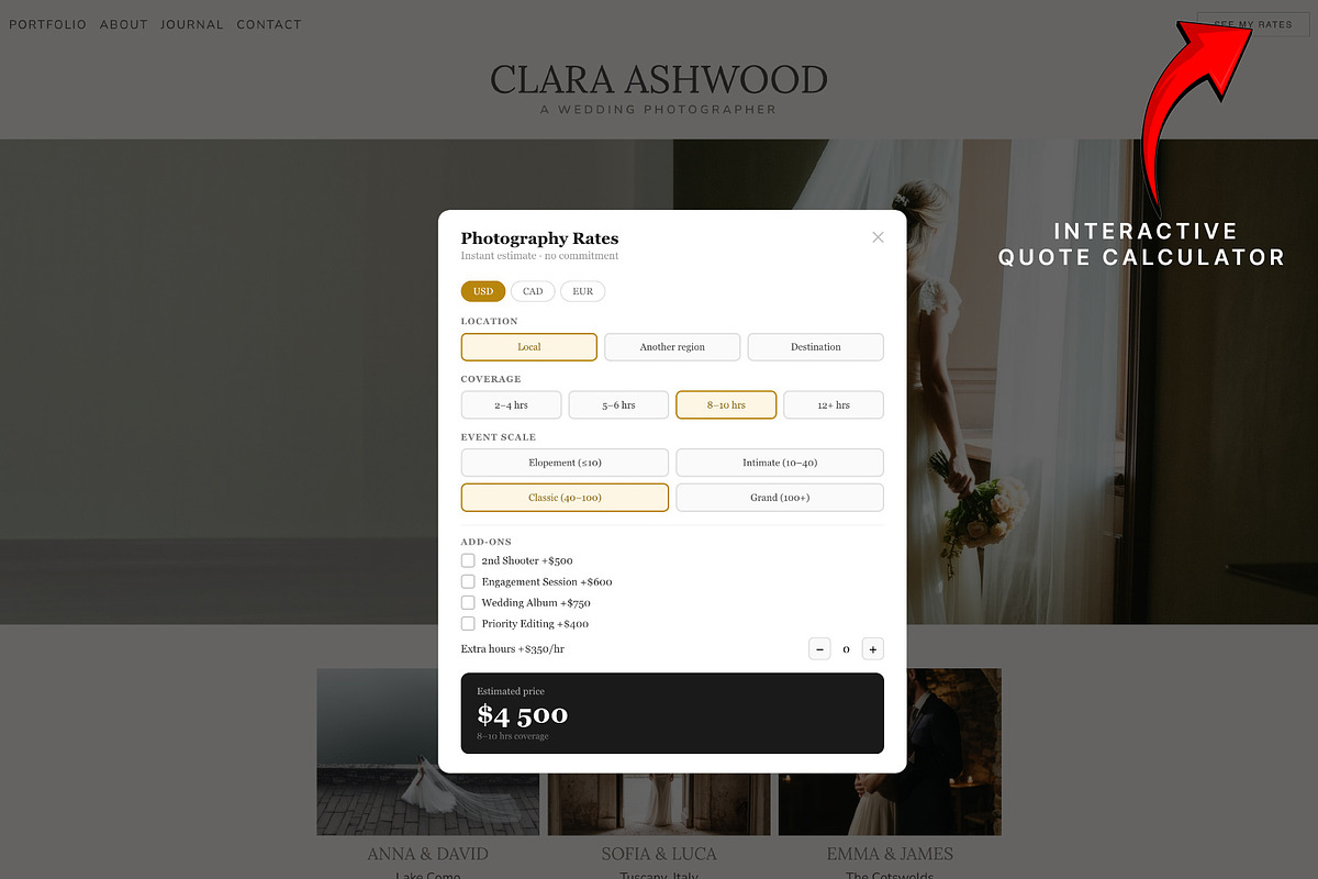 Wedding Photographer Framer Template, a Landing Page Template by vatesdesign (Photo 2 of 4)