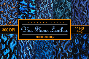 Blue Flame Leather | Fiery Blue, a Pattern Graphic by Printable Treasure