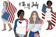 4th of July Dark Girls Clipart, a Decorative Illustration by GlamArtZhanna (Thumbnail 1 of 5)