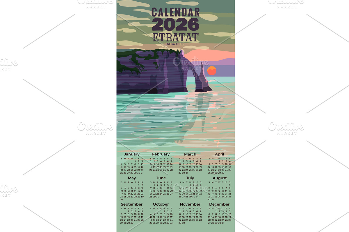 Monthly 2026 Calendar Vintage Travel, a Seasonal Illustration by Vector_Up (Photo 1 of 7)