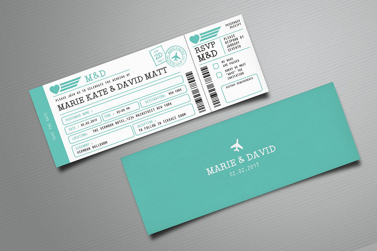 Boarding Pass Wedding Invitation, an Invitation Template by Vynetta (Photo 3 of 5)