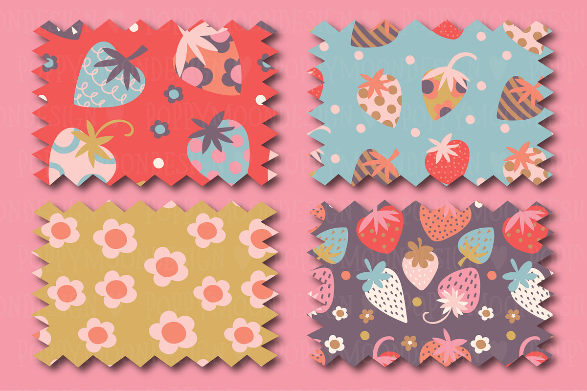 Funky Strawbs clipart & paper set, an Illustration by Poppymoondesign (Photo 3 of 5)