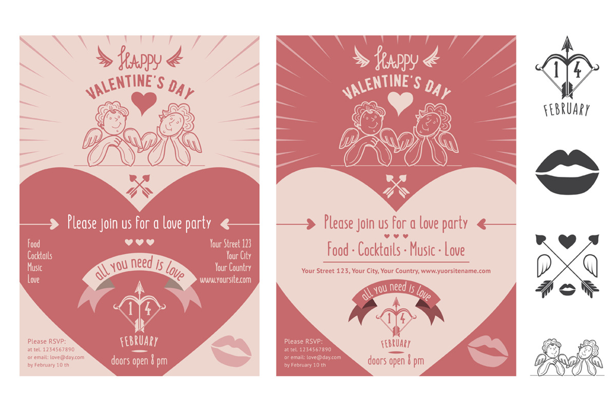 Valentine's Day invitation card, a Flyer Template by valeri_si