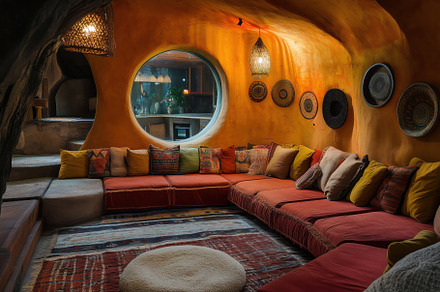 A Southwestern interior design style cozy, uniquely designed living room featur, an Arts & Entertainment Photo by Textures & Backgrounds