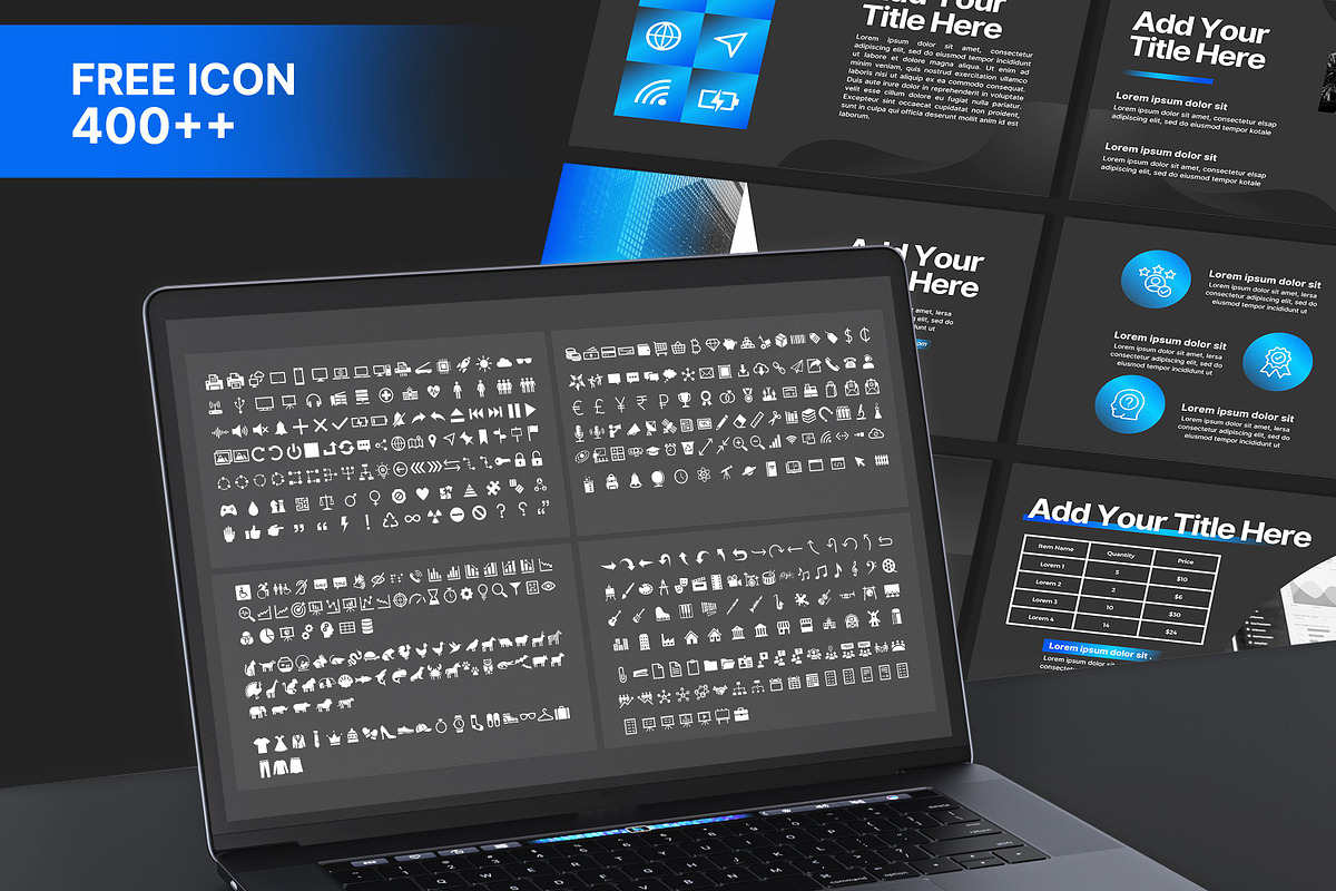 Blue and Black Powerpoint Template, a Presentation Template by SKY CREATION