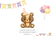 Baby Girl Birthday Party Clipart, an Animal Illustration by Natalya_Mona_Art (Thumbnail 9 of 9)