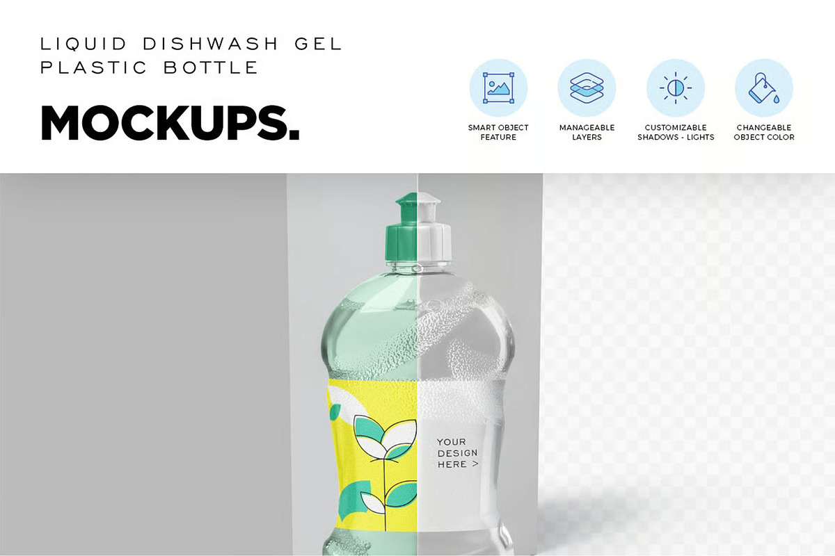 Dishwash Bottle Mockups, a Household Mockup by megostudi0 (Photo 4 of 7)