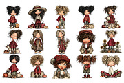 Autumn Girls PNG Clipart Bundle, a Seasonal Illustration by Nicolle's Colorful Art (Thumbnail 2 of 4)