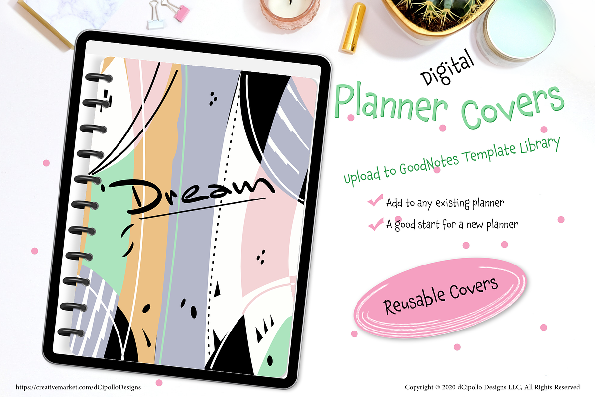 Dream Digital Planner Cover, a Stationery Template by dCipollo Designs (Photo 4 of 5)