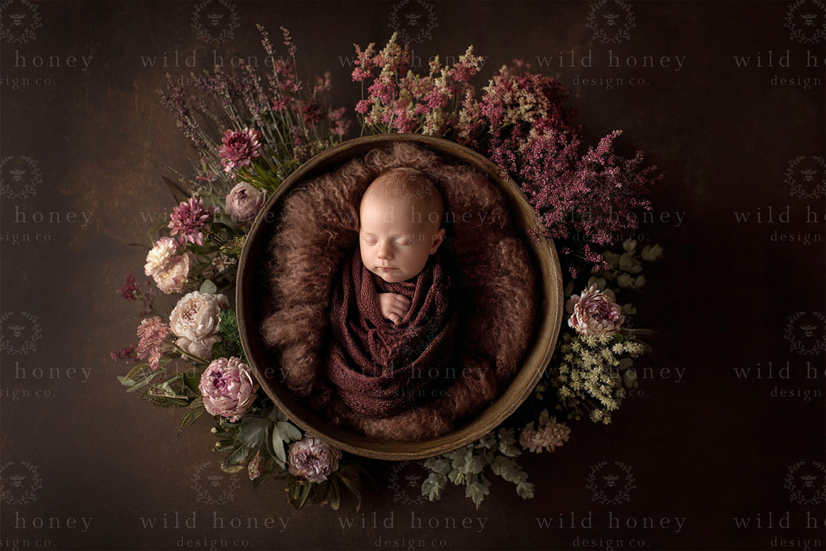 Newborn Flowers Digital Backdrop, a Layer Style Add-On by Wild Honey Design Co. (Photo 1 of 2)