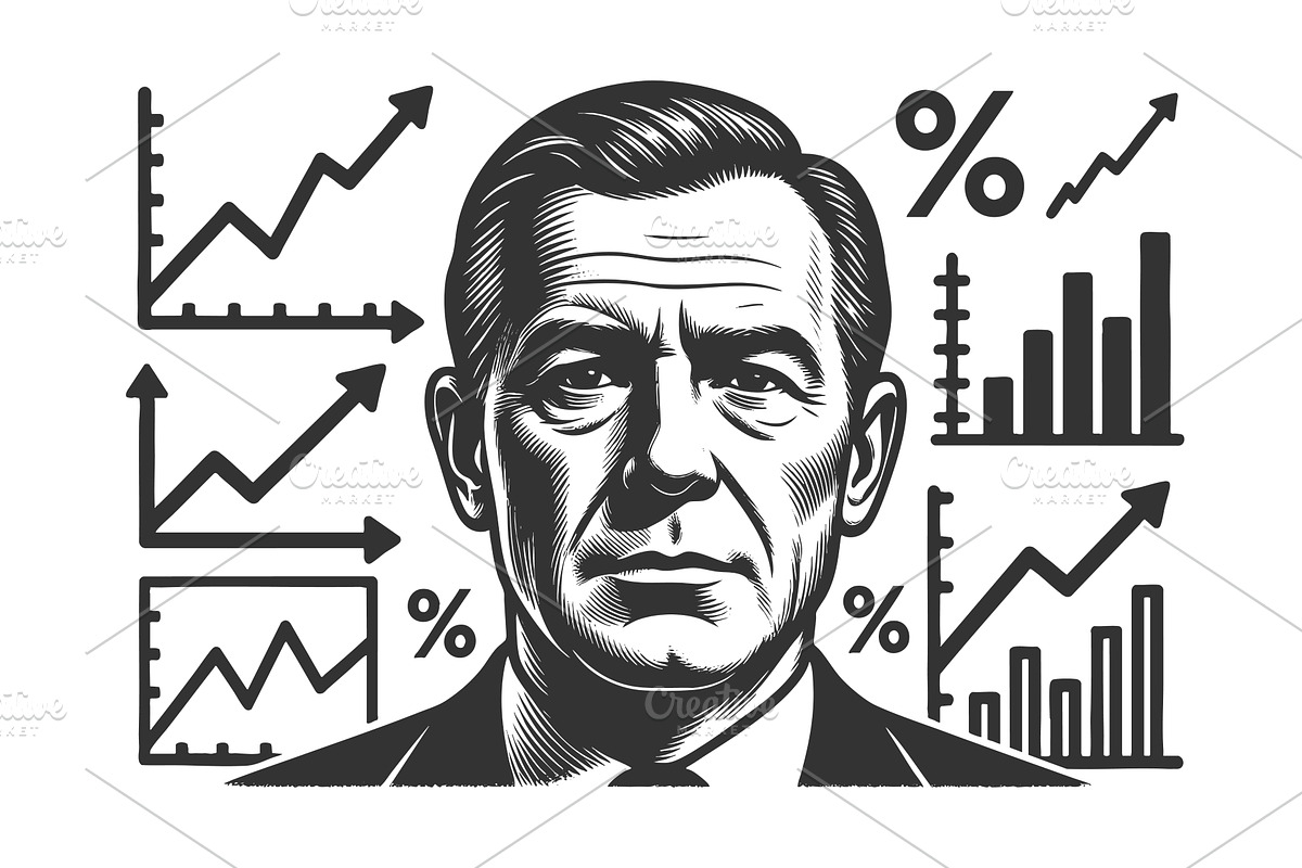 Serious businessman and financial, a Person Illustration by AlexArt