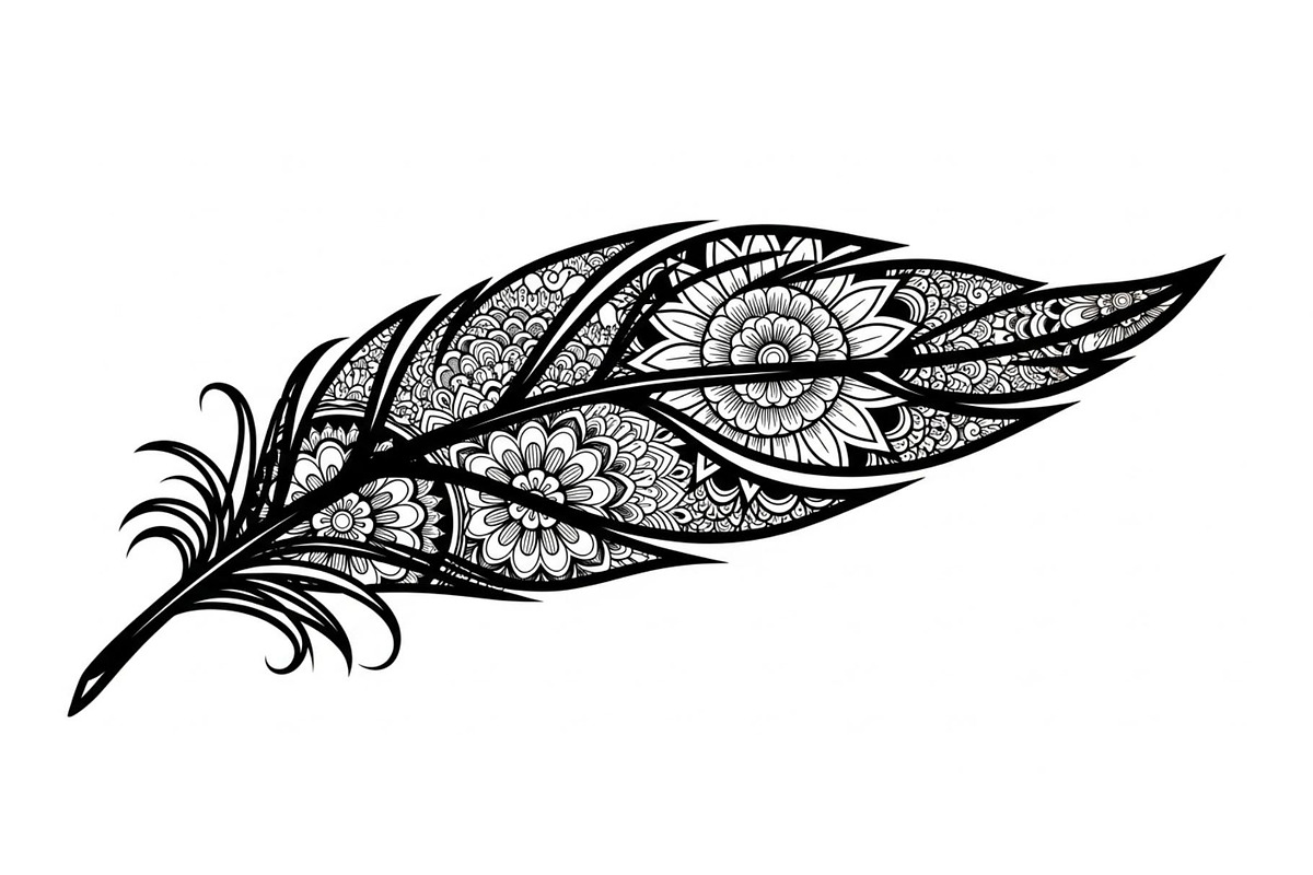 Ornamental Feather SVG Bundle, an Illustration by yasushie (Photo 4 of 31)