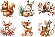 Watercolor Fall Woodland Clipart Bun, an Illustration by Designking (Thumbnail 2 of 4)