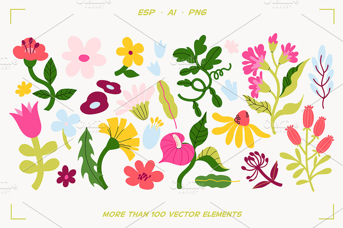 Floral stickers & patterns bundle, an Object Illustration by UnaAnya (Photo 3 of 10)