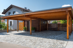 Modern wooden carport located beside, a Photo by Pavel_design