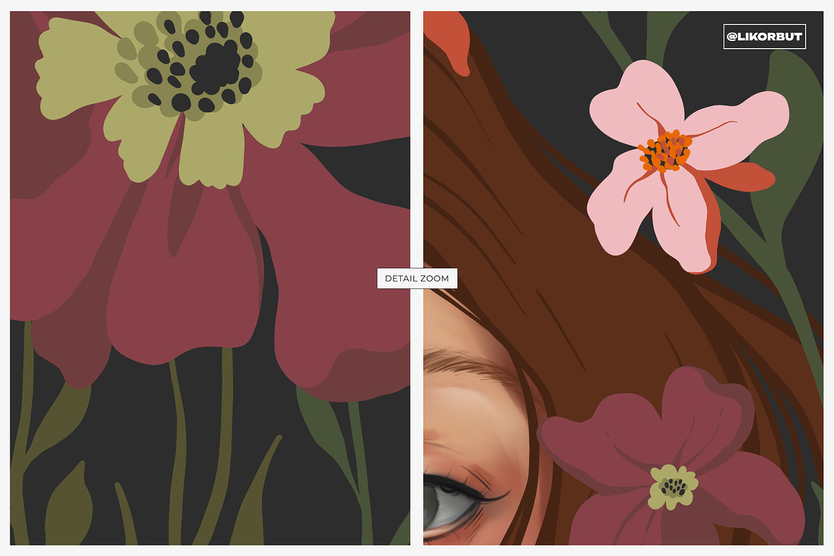 Art Nouveau Botanical Flower Pattern, a Pattern Graphic by likorbut (Photo 9 of 12)