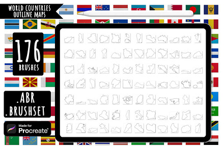 World Countries Outline MAP Stamps