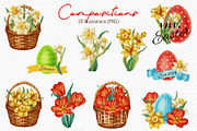 Watercolor Happy Easter Clipart, a Seasonal Illustration by Andre_Eva (Thumbnail 3 of 12)