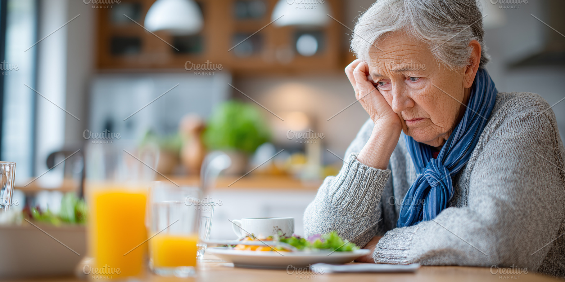 Lonely elderly woman with gray hair, a Person Photo by MistyDay