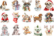Funny Christmas Dogs Hand Drawn, an Illustration by Designking (Thumbnail 2 of 5)