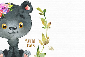 Wild Cats. Watercolor Collection