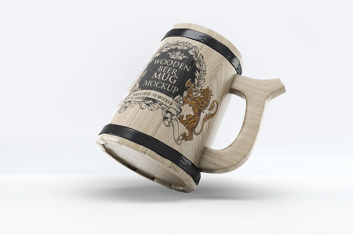 Wooden Beer Mug Mock-Up, a Product Mockup by DesignRushMarket (Photo 4 of 9)
