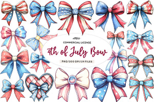 4th of July Bow Sublimation Bundle, an Illustration by CreationArt