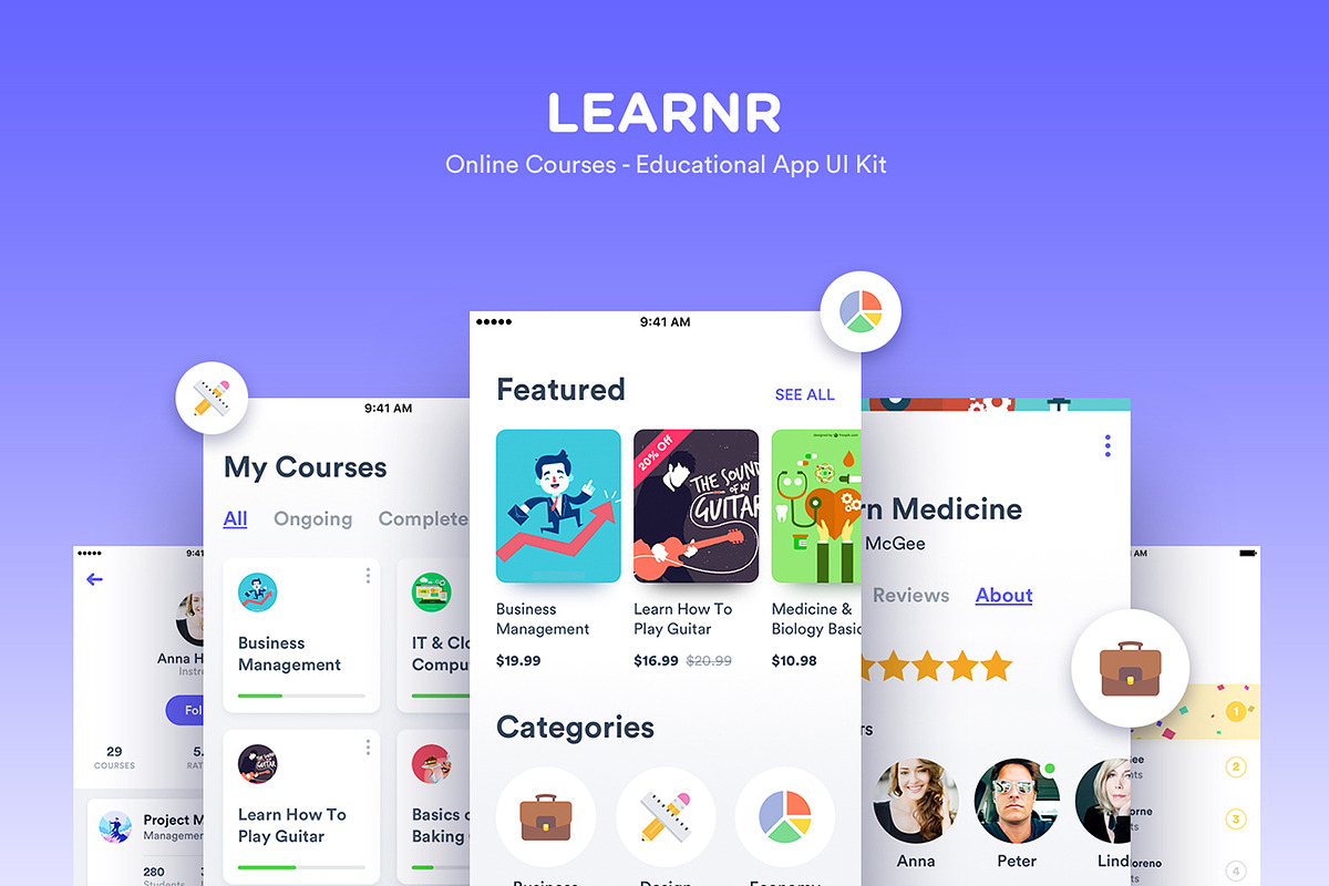 Learnr - Online Courses, an UI Kit Template by Nimart (Photo 2 of 7)