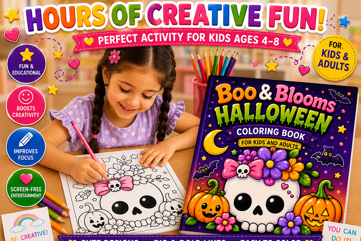 Boo & Blooms Halloween Coloring Book, a Seasonal Illustration by Design Zone (Photo 4 of 5)