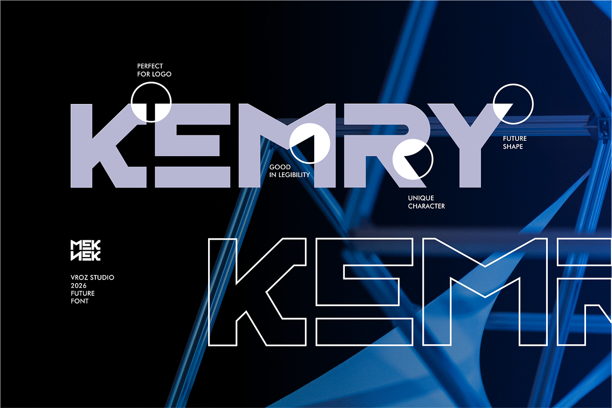 Meknek – Modern Technology Display, a Sans Serif Font by Vroz Studio (Photo 5 of 8)