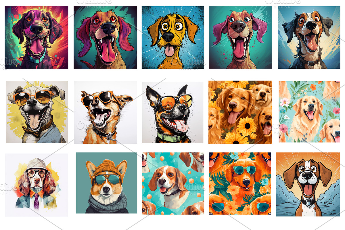 Dog wall art Collection JPG, Dogs, an Animal Photo by Chipshpow Graphics (Photo 2 of 8)