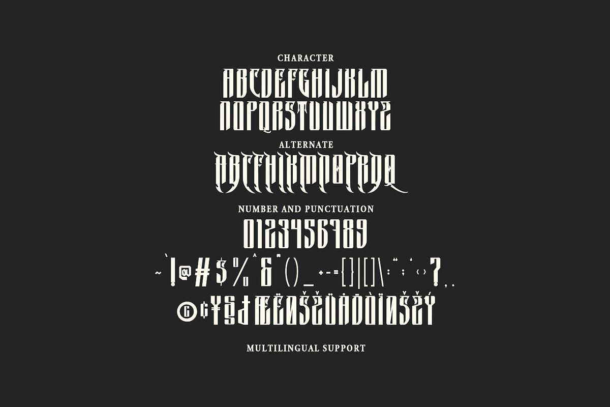 Puscreb Modern Mystical Blackletter, a Blackletter Font by Maulana Creative (Photo 4 of 7)