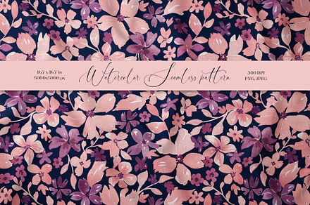 Watercolor floral pattern, a Pattern Graphic by SirenaArt