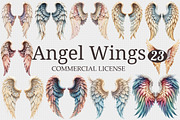 Vintage Angel Wings Clipart, a Graphic by designcity5 (Thumbnail 1 of 5)