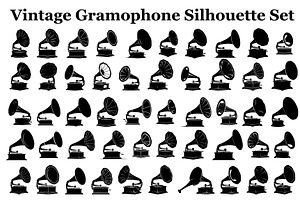 Vintage Gramophone Music Silhouette, a Graphic by Designer_Momina
