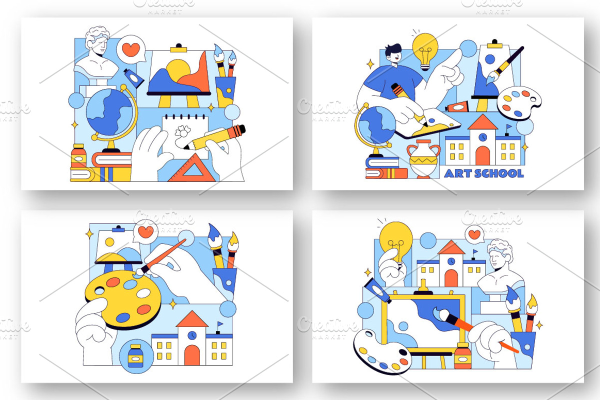 10 Art School Vector Illustration, a Decorative Illustration by denayunebgt (Photo 3 of 4)