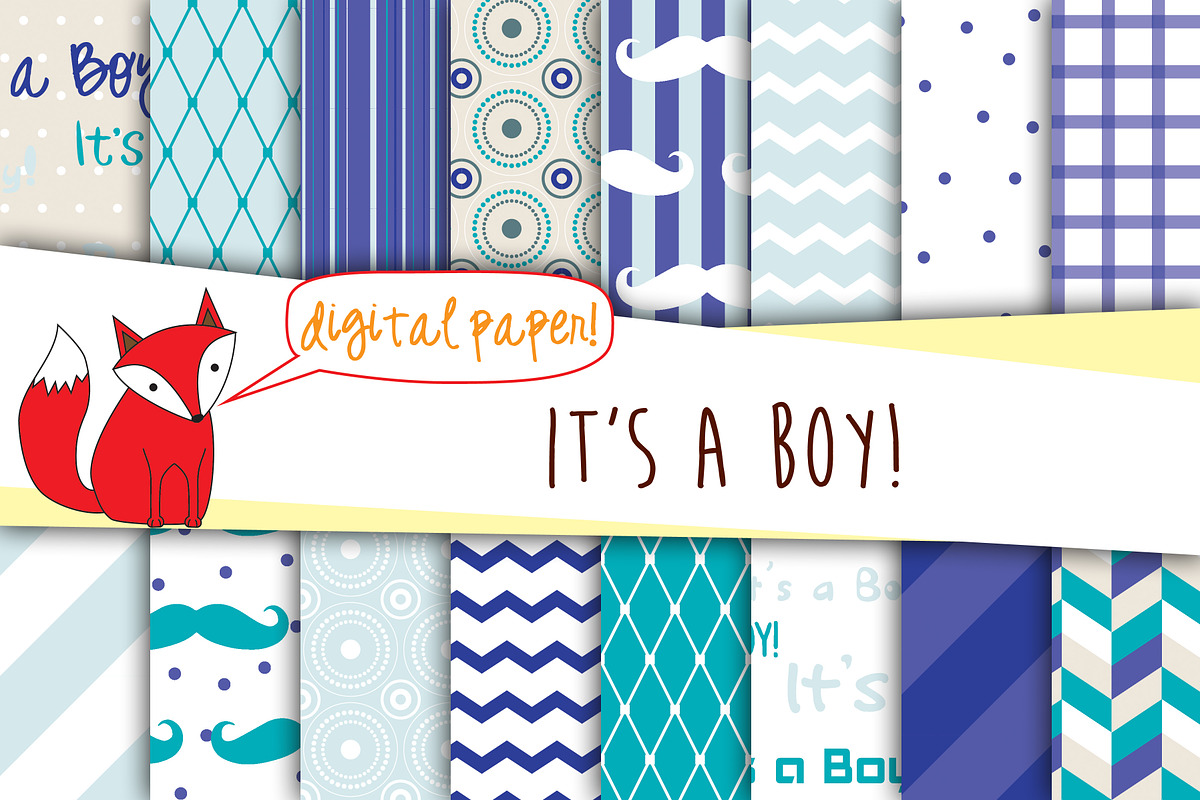 Baby Boy Digital Paper, a Background Graphic by Foxy Digital Paper