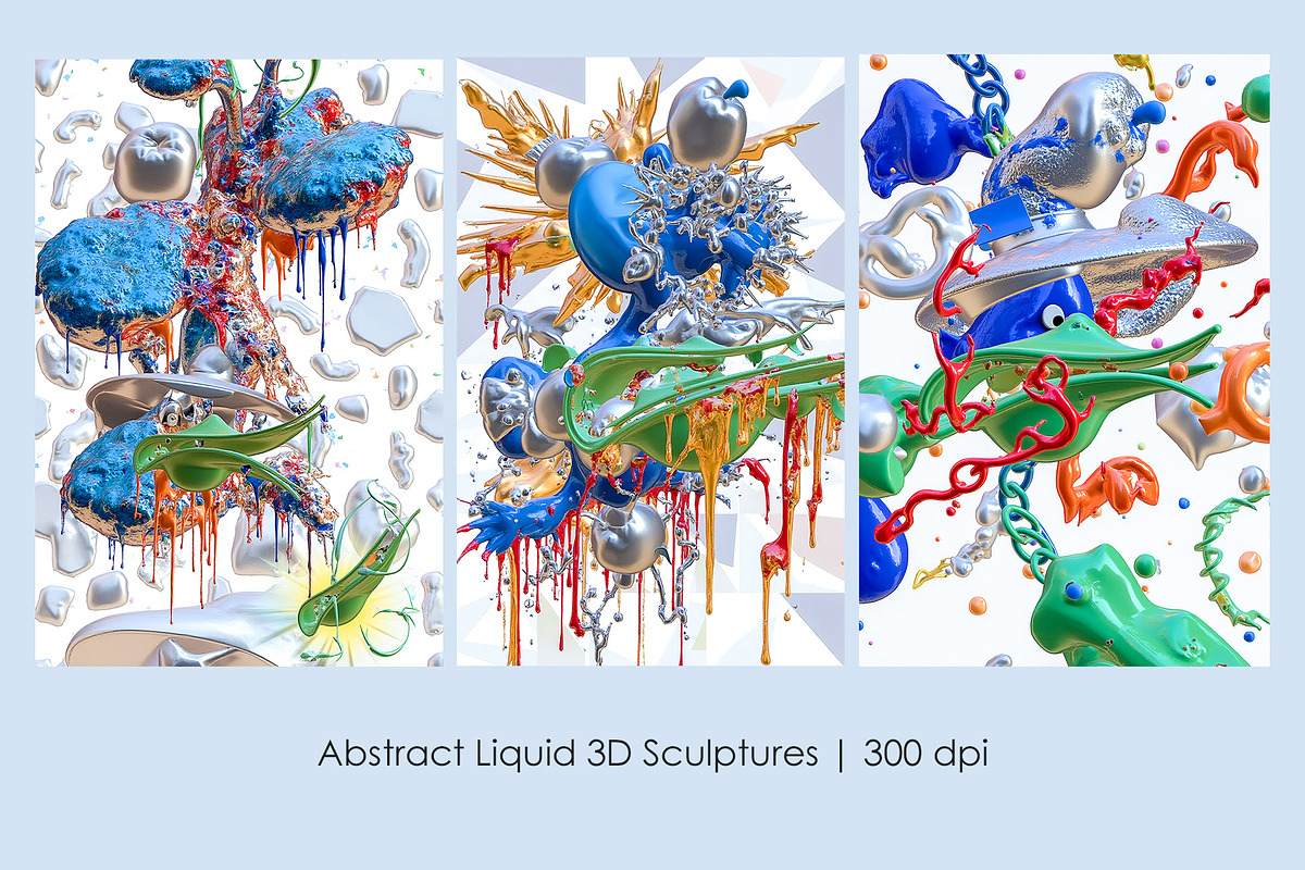 Abstract Liquid 3D Sculptures, a Decorative Illustration by StockVerse Creative (Photo 1 of 4)