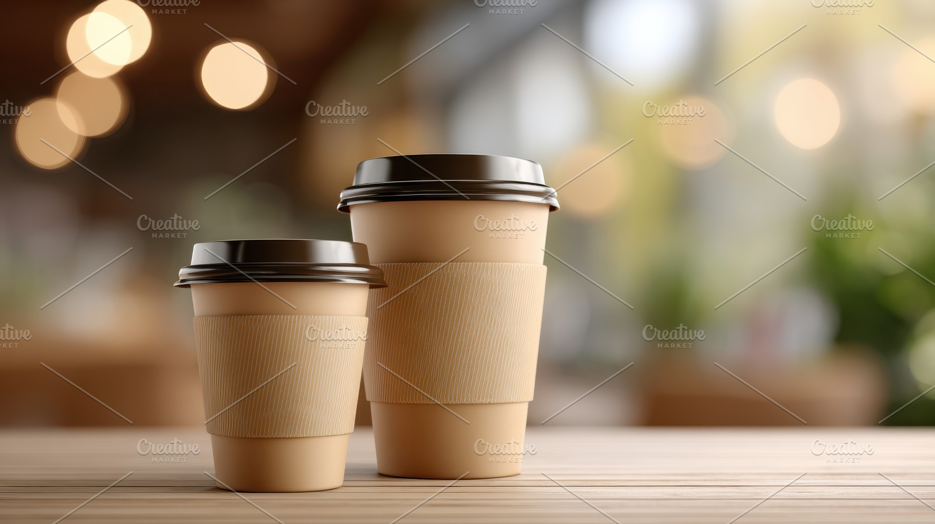 Two coffee cups on a wooden table, a Food & Drink Photo by AlyaAnd