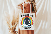 Judging you silently funny cat desig, an Illustration by DreamCafeArt (Thumbnail 3 of 6)