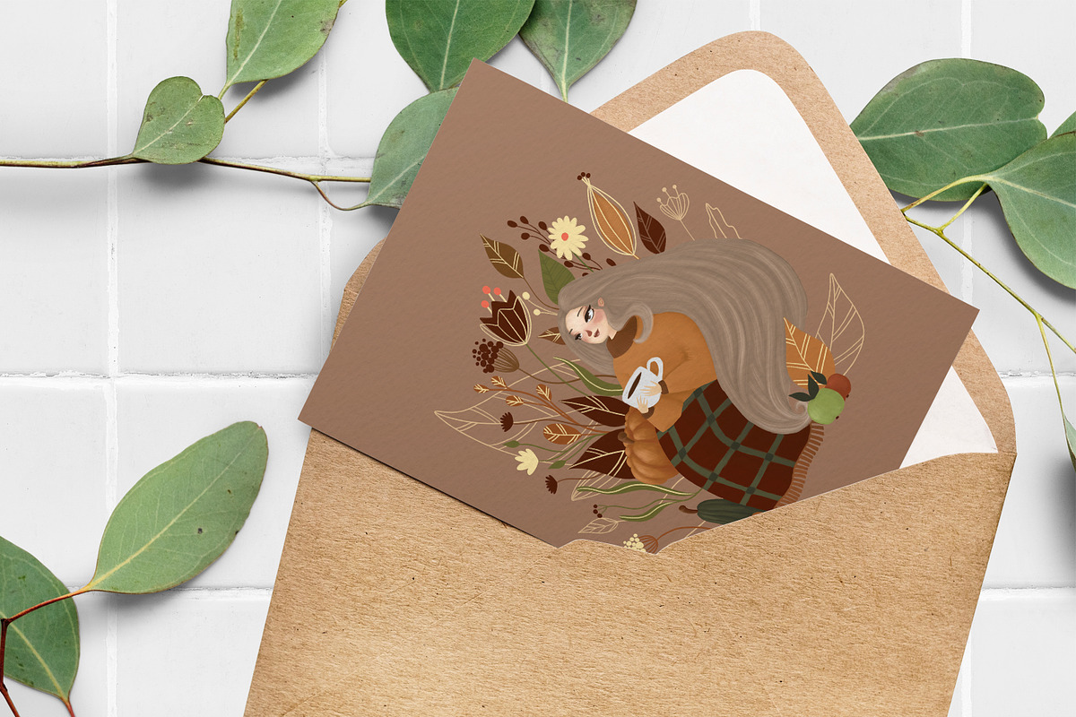 Fall Girl Autumn Leaves Poster Print, a Seasonal Illustration by Chloe's Illustrations (Photo 3 of 5)