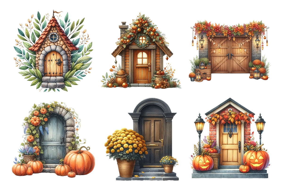 Autumn Door Clipart Bundle, an Illustration by Daily.Designs (Photo 3 of 5)