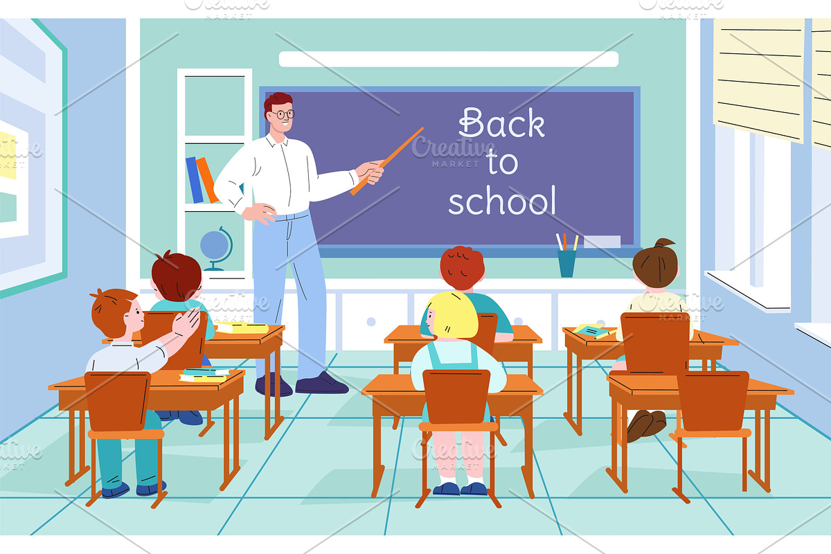 Welcome back to school scene. Little, an Education Illustration by Valerie Bodnar